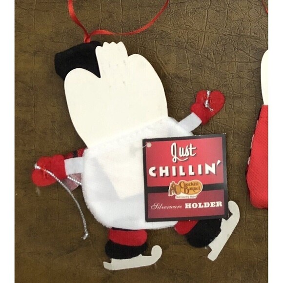 Cracker Barrel Just Chillin Xmas Mixed Set Of 6 Silverware Holder/Ornaments NWT - Picture 3 of 3